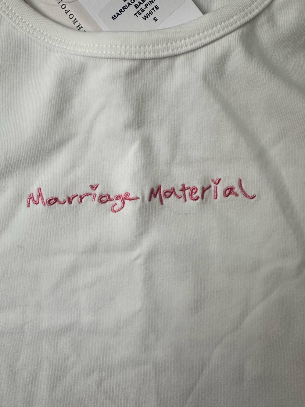 BRIDEMERCH Marriage Material Baby Tee Pink Size Small NWT - Picture 7 of 7